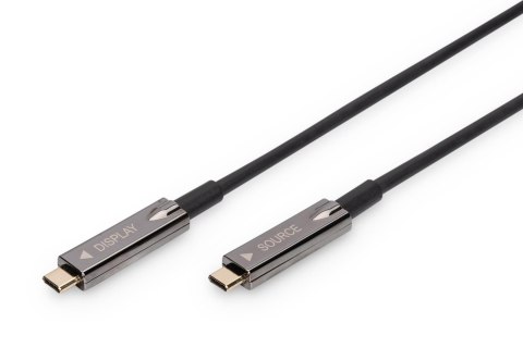 Kabel DIGITUS połączeniowy hybrydowy AOC Audio-Video 4K60Hz USB Typ C - Typ C (DP Alternate Mode) M/M 10m