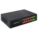 Qoltec Przełącznik sieciowy SWITCH FAST Ethernet PoE | 4x RJ45 | 2x RJ45 Uplink | 65W | 10/100Mb/s