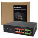 Qoltec Przełącznik sieciowy SWITCH FAST Ethernet PoE | 4x RJ45 | 2x RJ45 Uplink | 65W | 10/100Mb/s