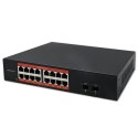 Qoltec Przełącznik sieciowy SWITCH Gigabit Ethernet | 16x RJ45 | 2x SFP | 1000 Mb/s