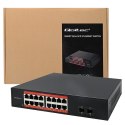 Qoltec Przełącznik sieciowy SWITCH Gigabit Ethernet | 16x RJ45 | 2x SFP | 1000 Mb/s