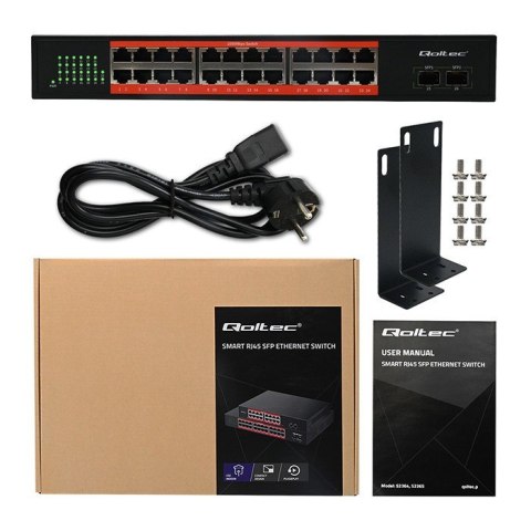 Qoltec Przełącznik sieciowy SWITCH Gigabit Ethernet | 24x RJ45 | 2x SFP | 1000 Mb/s
