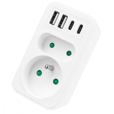 Maclean Rozdzielacz na 2 gniazda MCE249 F/W 2x USB-A 2x USB-C