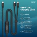 Digitus Kabel zasilający 2w1 USB-C - 2x USB-C, USB 2.0 140W PD 3.1, nylonowy, 1,8m czarny