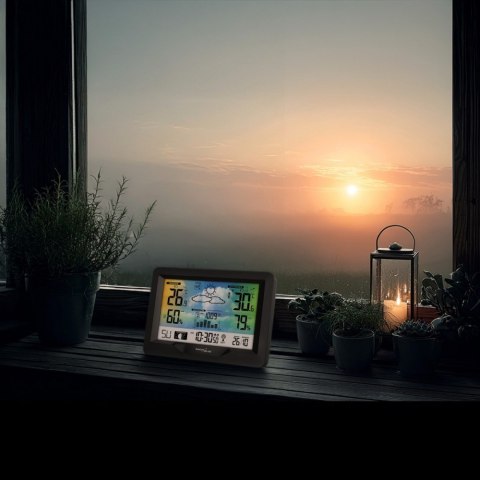 GreenBlue Stacja pogodowa bezprzewodowa GB540N wskaźnik komfortu, pomiar wilgotności, fazy księżyca, zegar z systemem DCF