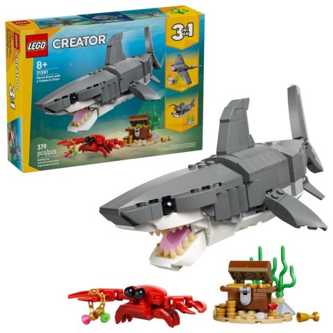 LEGO Creator 3w1 - Groźny rekin i skrzynia ze skarbem 31381