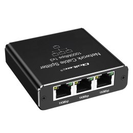 Switch niezarządzalny Qoltec mini rozdzielacz splitter 1x3 port RJ45 | 1000Mbps | USB-C | Aluminium