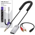 Qoltec Bezprzewodowy adapter odbiornik dźwięku Audio HiFi Home&Car | Bluetooth 6.0 | 2 x RCA | 1 x AUX MiniJack 3.5mm | USB | Mikrofon
