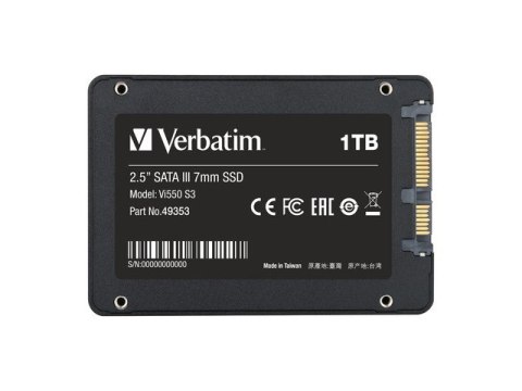 Verbatim Dysk SSD wewnętrzny 1TB SATA III Czarny