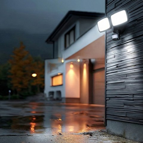 Maclean Ścienna lampa LED, czujnik PIR MCE524B 20W, 1500lm, IP65. neutral white 4000K, czarna