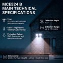 Maclean Ścienna lampa LED, czujnik PIR MCE524B 20W, 1500lm, IP65. neutral white 4000K, czarna
