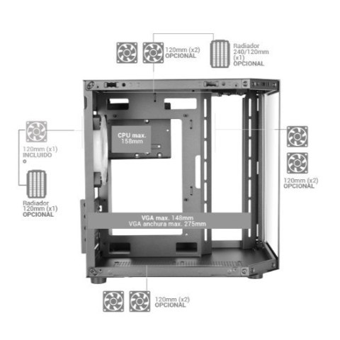 TACENS Obudowa MARS MC-3TLITE BLACK mATX