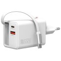 4smarts Ładowarka sieciowa Flex Jojo 65W GaN 2xUSB-C + USB-A Biała rozwijany wbudowany kabel