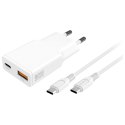 4smarts Ładowarka sieciowa PDPlug 20W GaN + USB-C + USB-A + kabel USB-C 1,5m Biała