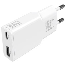 4smarts Ładowarka sieciowa PDPlug 20W GaN + USB-C + USB-A + kabel USB-C 1,5m Biała
