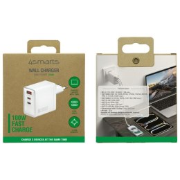 4smarts Ładowarka sieciowa Pocket 100W GaN 2xUSB-C + USB-A Biała
