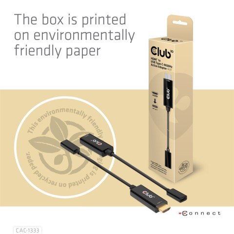 CLUB 3D CAC-1333 adapter kablowy 0,22 m HDMI Typu A (Standard) USB Type-C Czarny