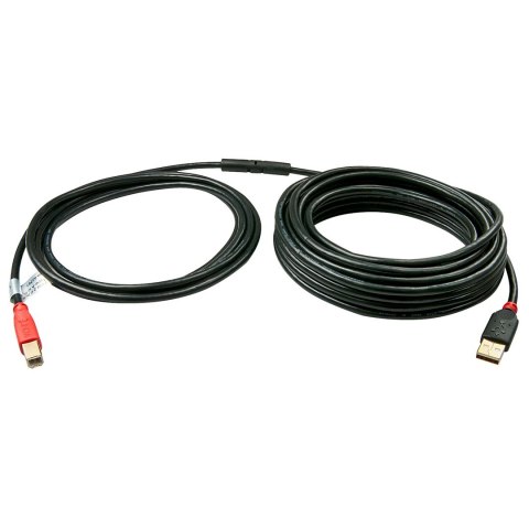 Lindy 42761 kabel USB USB 2.0 10 m USB A USB B Czarny, Czerwony