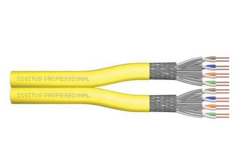 Kabel instalacyjny dupleksowy DIGITUS kat.7A, S/FTP, Dca, AWG 22/1, LSOH, 500m, żółty, szpula