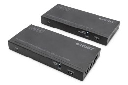 Extender HDBaseT KVM Zestaw, 150 m, 4K/60Hz, USB 2.0, PoC, IR, czarny