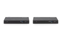 Extender HDBaseT KVM Zestaw, 150 m, 4K/60Hz, USB 2.0, PoC, IR, czarny