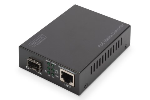 Konwerter mediów Gigabit PoE, RJ45 / SFP, PSE