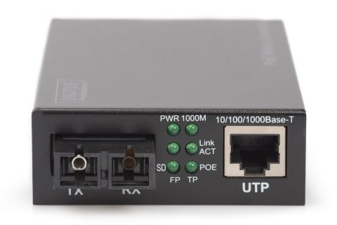 Media konwerter RJ45 10/100/1000Base-T na SC duplex 1000Base-LX, SM, 20km