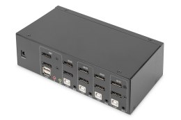 Przełącznik KVM, 4 portowy, 4K 60Hz, 8xDP IN, 2xDP OUT, 2xUSB A, 2x Audio IN&OUT