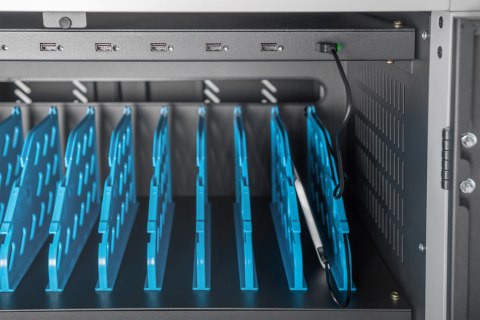 Szafa mobilna DIGITUS DN-45005 do ładowania notebooków/tabletów z ekranem do 15,6", synchronizacja danych, UV-C