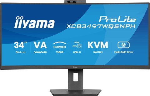 Monitor IIYAMA 86,4cm (34") XCB3497WQSNPH-B1 21:9 HDMI+DP+USB-C Webc