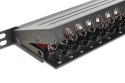 Panel krosowy high density 19'' 24x RJ45, LSA poziom, kat.6A, ekranowany, 0.5U, czarny, prowadnica kabli
