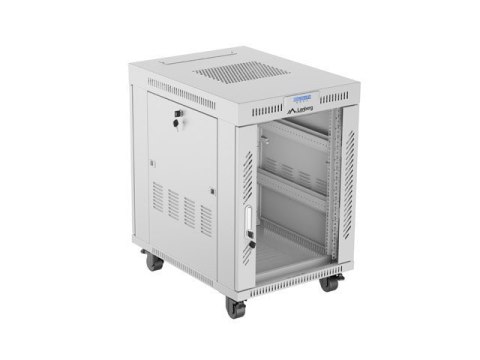 Szafa instalacyjna rack stojąca 19" 15U 600x800 szara drzwi szklane LCD Lanberg (Flat Pack) V2