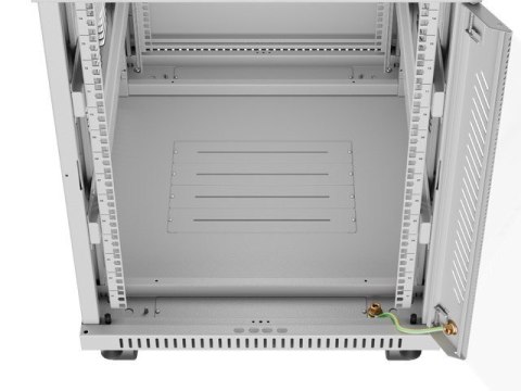 Szafa instalacyjna rack stojąca 19" 15U 600x800 szara drzwi szklane LCD Lanberg (Flat Pack) V2