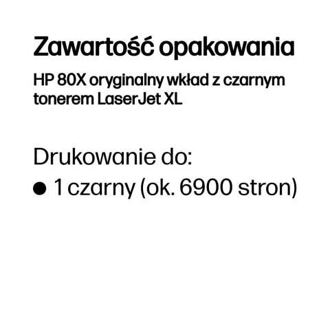 HP 80X svart LaserJet-tonerkassett med hög kapacitet, original kaseta z tonerem 1 szt. Oryginalny Czarny