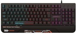 Rebeltec Klawiatura pełnowymiarowa RGB dla graczy SHARK wbudowana podkładka pod nadgarstki, wodoodporna konstrukcja