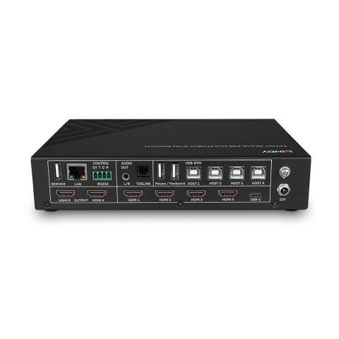 LINDY 5-portowy przełącznik KVM Bezproblemowy Multiview 4HDMI 1USB Typ C