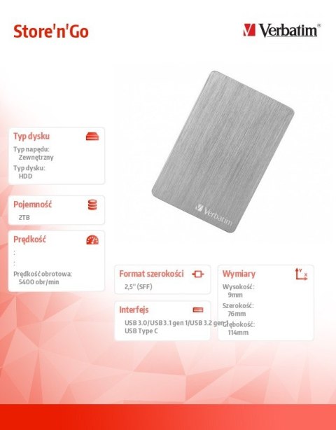 Verbatim Store n Go ALU Slim 2TB USB 3.0 53666