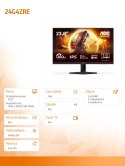 AOC Monitor 23.8 cala 24G4ZRE Fast IPS 240Hz HDMIx2 DP