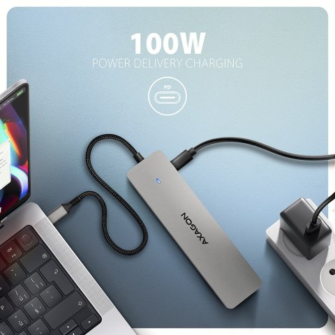 Hub USB Axagon HMC-7HX2 USB 3.2 Gen 1 (3.1 Gen 1) Type-C Szary