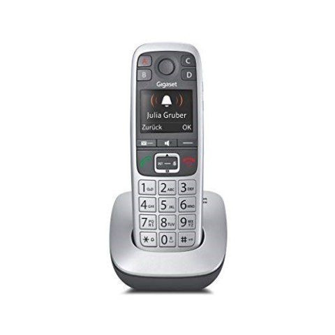 Telefon Gigaset E560 z systemem DECT, identyfikacja dzwoniącego, Czarny, Srebrny