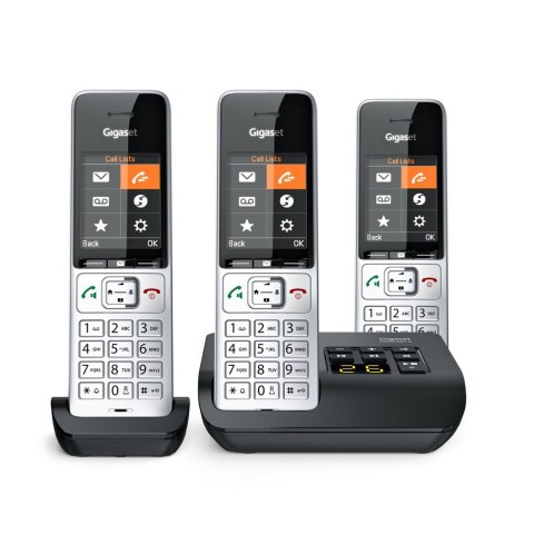 Telefon bezprzewodowy Gigaset 500A Comfort Trio - Automatyczna sekretarka - ECO DECT\GAP\CAT-iq - Srebrny + 2 dodatkowe słuchawk