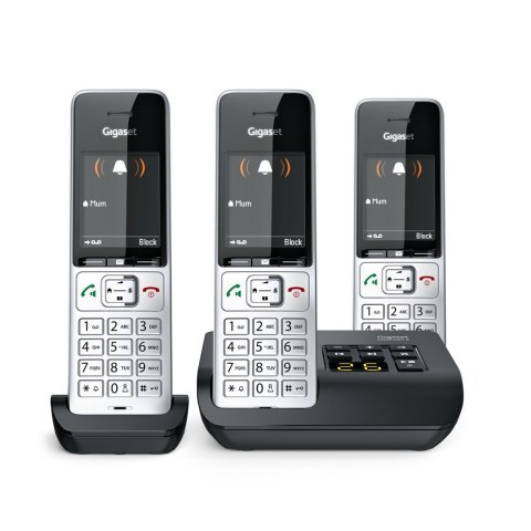 Telefon bezprzewodowy Gigaset 500A Comfort Trio - Automatyczna sekretarka - ECO DECT\GAP\CAT-iq - Srebrny + 2 dodatkowe słuchawk