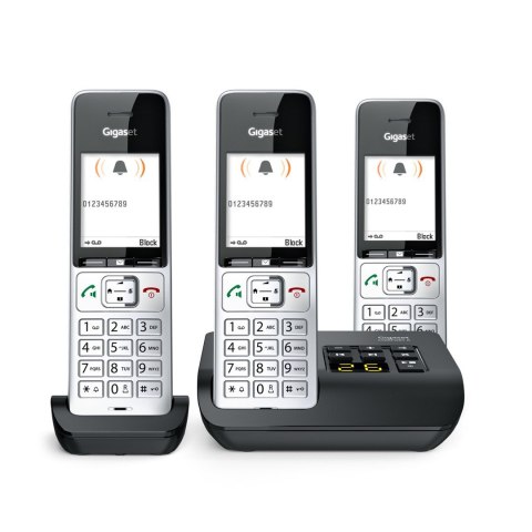 Telefon bezprzewodowy Gigaset 500A Comfort Trio - Automatyczna sekretarka - ECO DECT\GAP\CAT-iq - Srebrny + 2 dodatkowe słuchawk