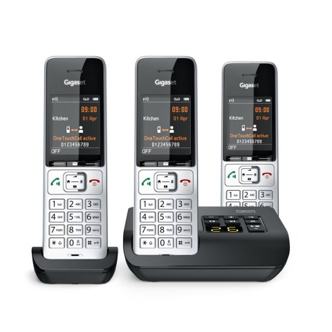 Telefon bezprzewodowy Gigaset 500A Comfort Trio - Automatyczna sekretarka - ECO DECT\GAP\CAT-iq - Srebrny + 2 dodatkowe słuchawk