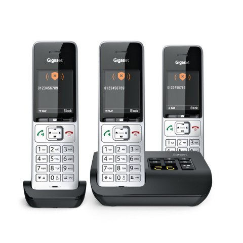Telefon bezprzewodowy Gigaset 500A Comfort Trio - Automatyczna sekretarka - ECO DECT\GAP\CAT-iq - Srebrny + 2 dodatkowe słuchawk