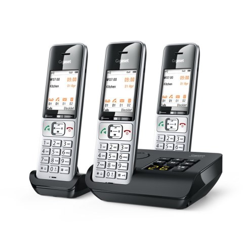 Telefon bezprzewodowy Gigaset 500A Comfort Trio - Automatyczna sekretarka - ECO DECT\GAP\CAT-iq - Srebrny + 2 dodatkowe słuchawk