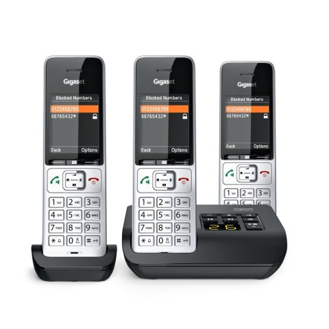 Telefon bezprzewodowy Gigaset 500A Comfort Trio - Automatyczna sekretarka - ECO DECT\GAP\CAT-iq - Srebrny + 2 dodatkowe słuchawk