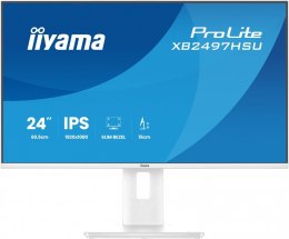 IIYAMA Monitor ProLite 23.8 cala XB2497HSU-W1 IPS,FHD,HDMI,DP,120Hz,350CD,2xUSBv3.2, 2xUSB-C, GW 5lat, HAS 150/PIVOT, BIAŁY