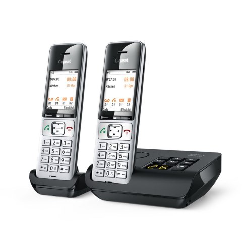 Telefon analogowy/DECT Gigaset COMFORT 500A duo Nazwa i identyfikacja dzwoniącego Czarny, Srebrny