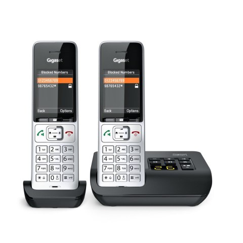 Telefon analogowy/DECT Gigaset COMFORT 500A duo Nazwa i identyfikacja dzwoniącego Czarny, Srebrny